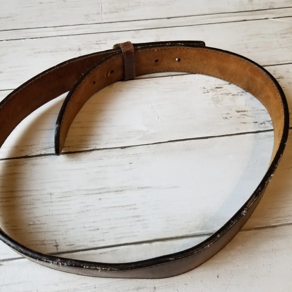 Georgia Boot Logo Brown Genuine Leather Belt